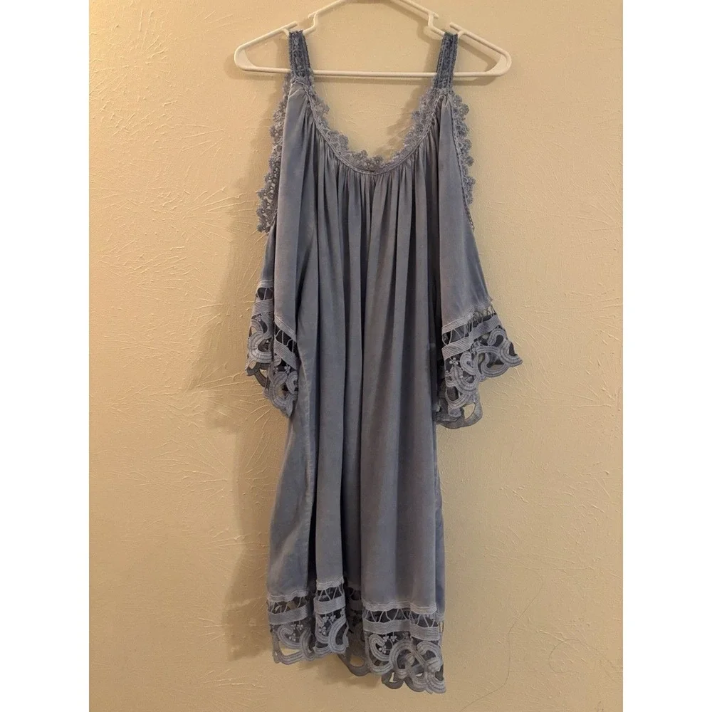 Swimsuits For All Blue Cold Shoulder‎ Crochet Lace Cover Up Dress Women 18/20